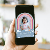 Blue Plum Floral Rainbow Kind's verjaardagsuitnodi Kaart