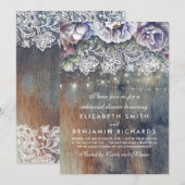 Blue Plum Maroon Rustic Floral repetitie diner Kaart (Voorkant / Achterkant)