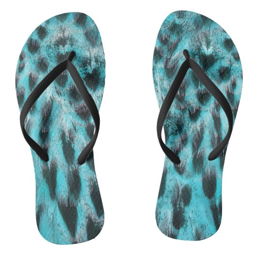 Blue plumage - cool feather design teenslippers (Voetbed)