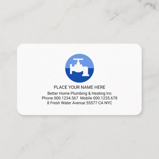Blue Plumber Faucet Pipe On Blue Wave Visitekaartje (Achterkant)