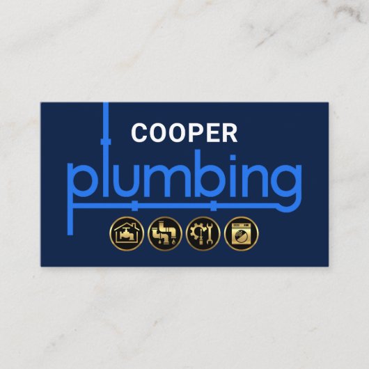 Blue Plumbing Pipeline Plumber Visitekaartje (Voorkant)