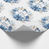 Blue Poinsettia Cadeaupapier (Hoek)