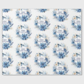 Blue Poinsettia Cadeaupapier (Vlak)