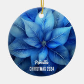 Blue Poinsettia gepersonaliseerd Ornament (Voorkant)