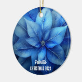 Blue Poinsettia gepersonaliseerd Ornament (Links)