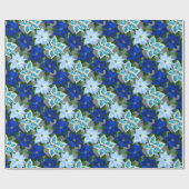 Blue Poinsettia Kerstmis Cadeaupapier (Vlak)