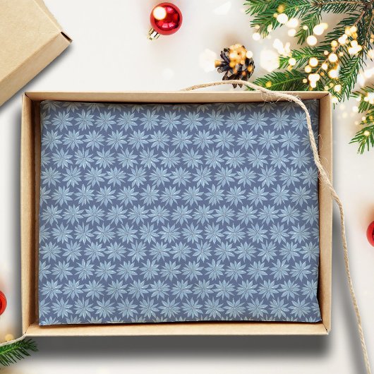 Blue Poinsettia Minimal Classic Whimsy Christmas Tissuepapier
