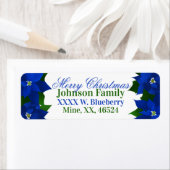 Blue Poinsettias Christmas Etiket (Insitu)