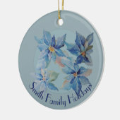 Blue Poinsettias with Your Text Keramisch Ornament (Links)