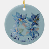 Blue Poinsettias with Your Text Keramisch Ornament (Achterkant)