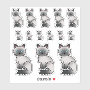 Blue Point Birman/Ragdoll Cute Cartoon Cats Sticker