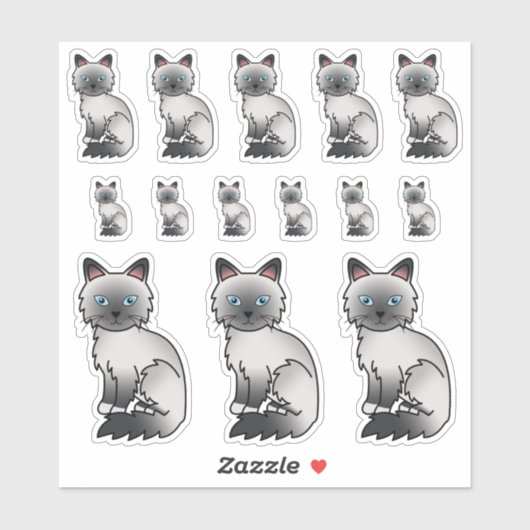 Blue Point Birman/Ragdoll Cute Cartoon Cats Sticker (Vel)