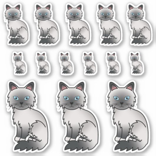 Blue Point Birman/Ragdoll Cute Cartoon Cats Sticker (Voorkant)