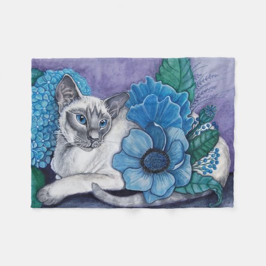 Blue Point Siamese Cat Fleece Deken (Voorkant (Horizontaal))