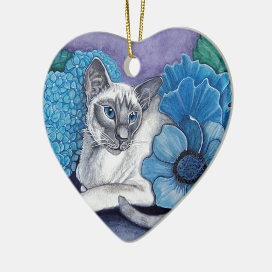 Blue Point Siamese Cat Keramisch Ornament (Links)