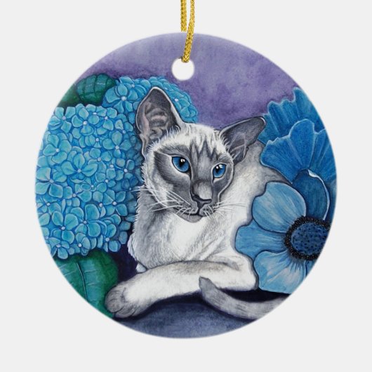 Blue Point Siamese Cat Keramisch Ornament (Voorkant)