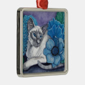 Blue Point Siamese Cat Metalen Ornament (Rechts)