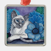 Blue Point Siamese Cat Metalen Ornament (Voorkant)