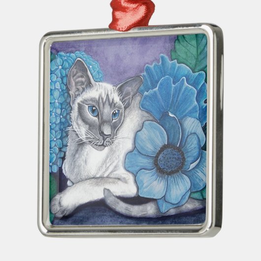 Blue Point Siamese Cat Metalen Ornament (Links)