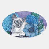 Blue Point Siamese Cat Ovale Sticker (Voorkant)
