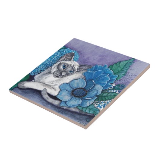 Blue Point Siamese Cat Tegeltje (Zijkant)