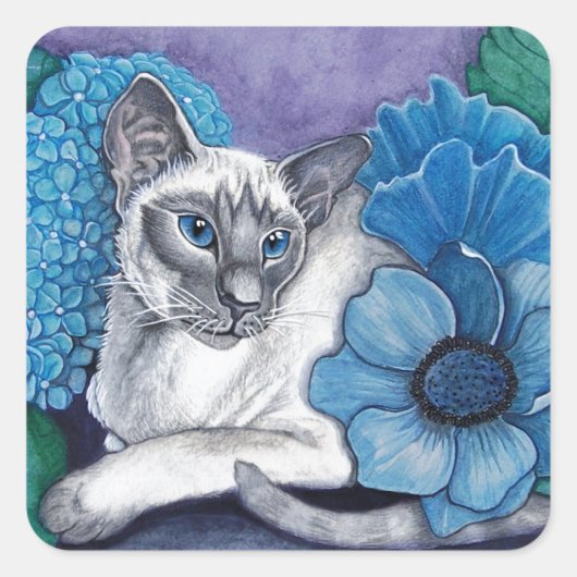 Blue Point Siamese Cat Vierkante Sticker (Voorkant)