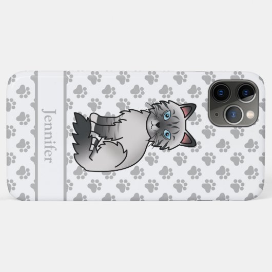 Blue Point Tabby Birman / Ragdoll Cute Cat & Name Case-Mate iPhone Case (Achterkant (horizontaal))