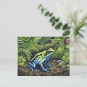 Blue Poison Dart Frog Briefkaart voor Postcrossing (Staand voorkant)