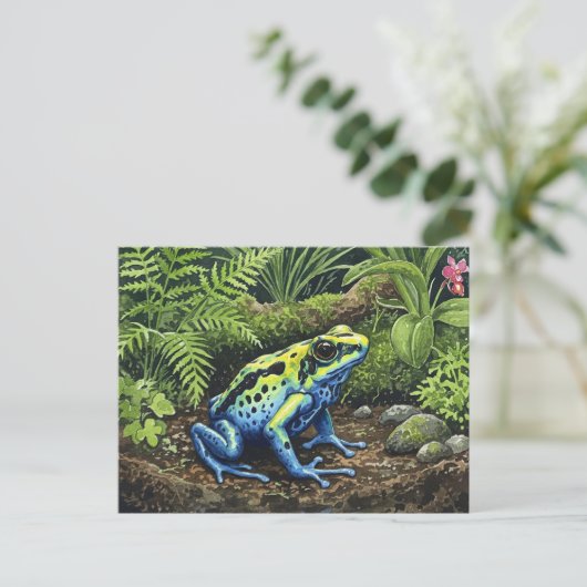 Blue Poison Dart Frog Briefkaart voor Postcrossing (Staand voorkant)
