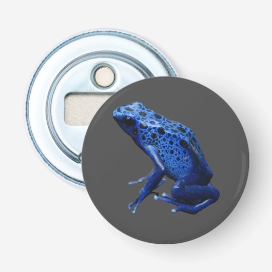 Blue Poison Dart Frog Button Flesopener (Voorkant)