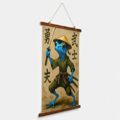 Blue Poison Dart Frog Samurai - Japanse inkt Hangend Wandkleed (Gebogen)