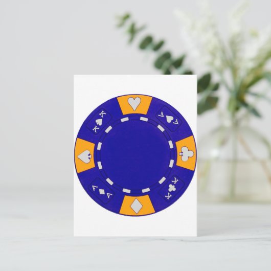 Blue Poker Chip Briefkaart (Staand voorkant)