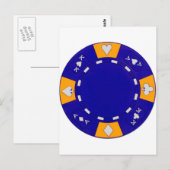 Blue Poker Chip Briefkaart (Voorkant / Achterkant)