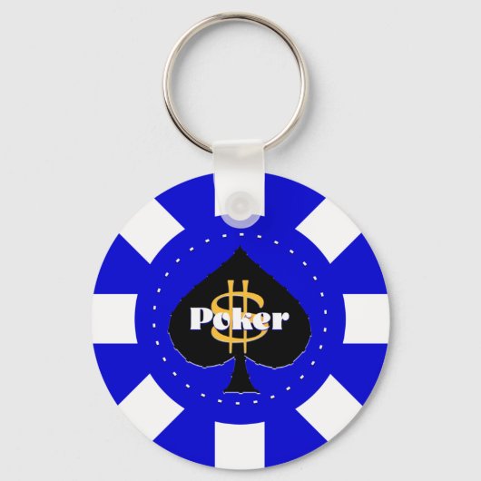 Blue Poker Chip Sleutelhanger (Voorkant)