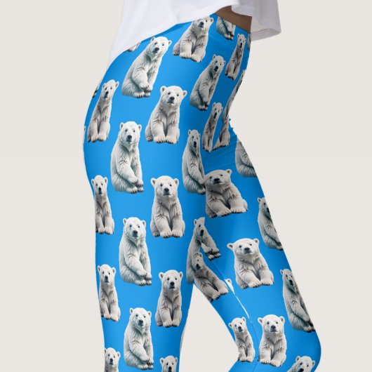 Blue Polar Bear Pattern Design Leggings