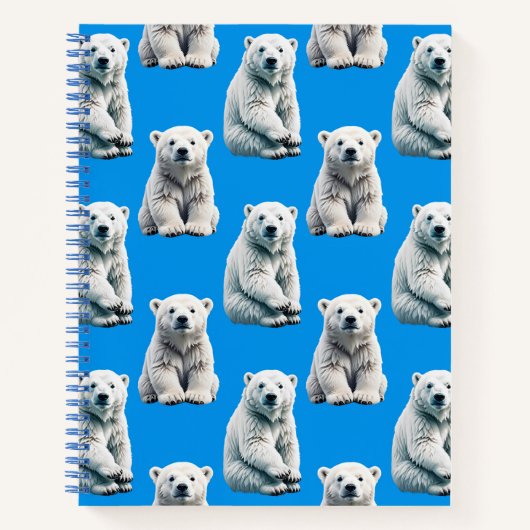 Blue Polar Bear Pattern Design  Notitieboek (Voorkant)