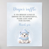 Blue Polar Beer Baby shower Luier Raffle Sign Poster (Voorkant)