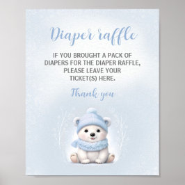 Blue Polar Beer Baby shower Luier Raffle Sign Poster