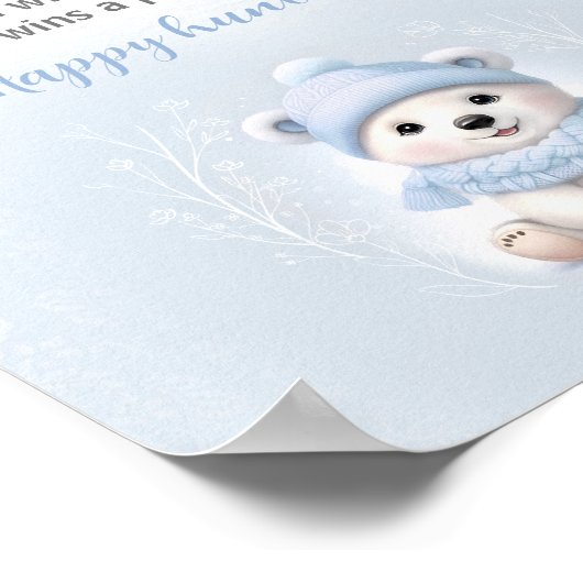 Blue Polar Beer Baby shower Pacifier Hunt Game Poster (Hoek)