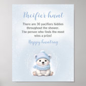 Blue Polar Beer Baby shower Pacifier Hunt Game Poster (Voorkant)