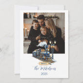 Blue Polar Express Train Christmas Feestdagenkaart (Voorkant)