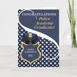 Blue Police Academy Afstuderen Gefeliciteerd Kaart