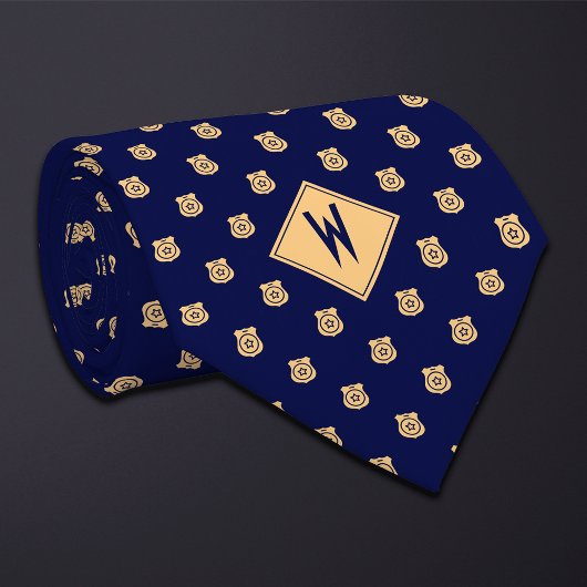 Blue Police Badge Pattern Stropdas