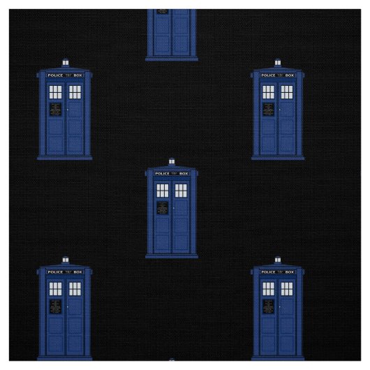 Blue Police Box Fabric British Science Fiction Stof (Swatch)