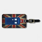 Blue Police Phone Box UK Britse vlag Bagagelabel (Voorkant horizontaal)