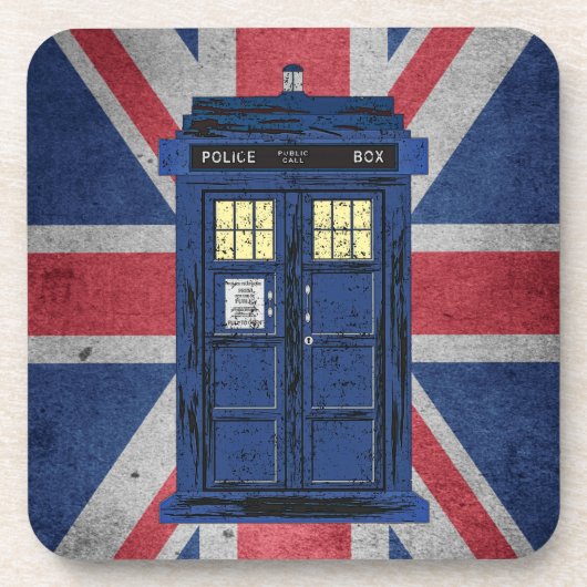 Blue Police Public Call Box - UK Time Travel 1 Bier Onderzetter (Voorkant)