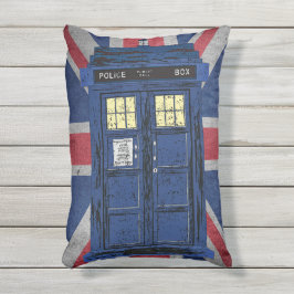Blue Police Public Call Box - UK Time Travel 1 Buitenkussen