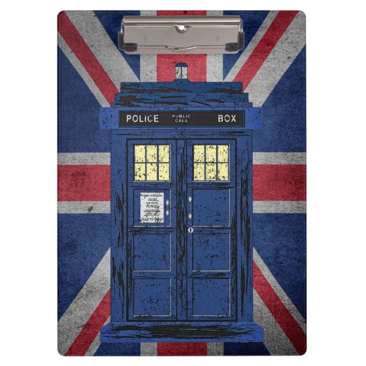 Blue Police Public Call Box - UK Time Travel 1 Klembord (Voorkant)