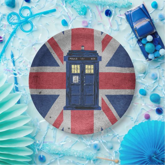 Blue Police Public Call Box - UK Time Travel 1 Papieren Bordje (Feest)