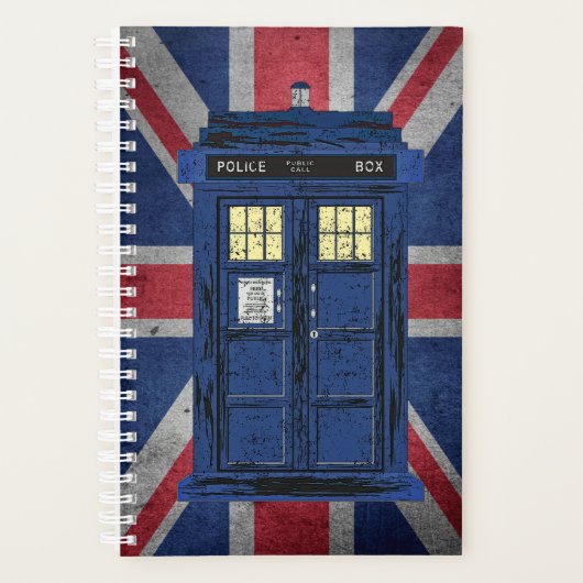 Blue Police Public Call Box - UK Time Travel 1 Planner (Voorkant)
